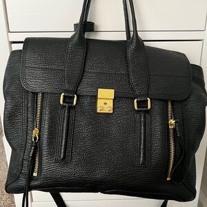 3.1 Phillip Lim Black Satchel with Gold Accents